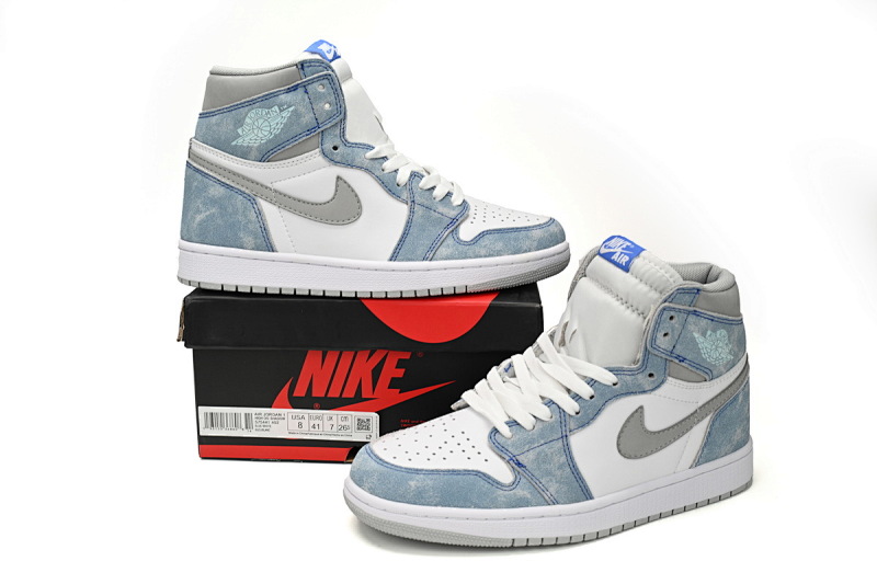 【BA7XH】水洗白蓝 东莞版乔丹1代篮球运动鞋 555088-402 Air Jordan 1 High OG GS Wash North Carolan