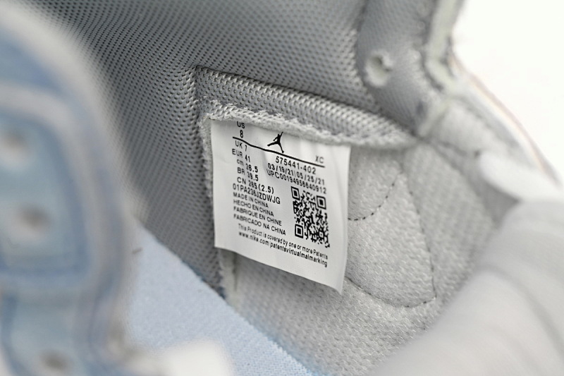 【BA7XH】水洗白蓝 东莞版乔丹1代篮球运动鞋 555088-402 Air Jordan 1 High OG GS Wash North Carolan