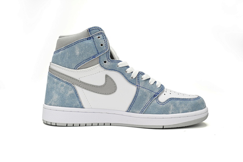 【BA7XH】水洗白蓝 东莞版乔丹1代篮球运动鞋 555088-402 Air Jordan 1 High OG GS Wash North Carolan