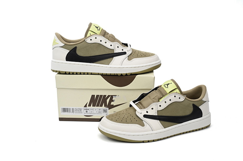 【DA7OG】高尔夫 OG版乔丹1代 FZ3124-200 Travis Scott x Air Jordan 1 Low Black, White, Green