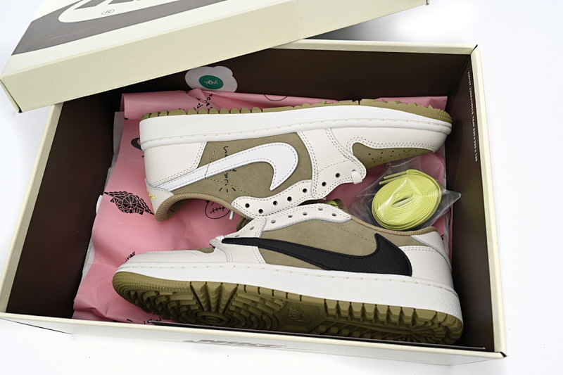 【DA7OG】高尔夫 OG版乔丹1代 FZ3124-200 Travis Scott x Air Jordan 1 Low Black, White, Green