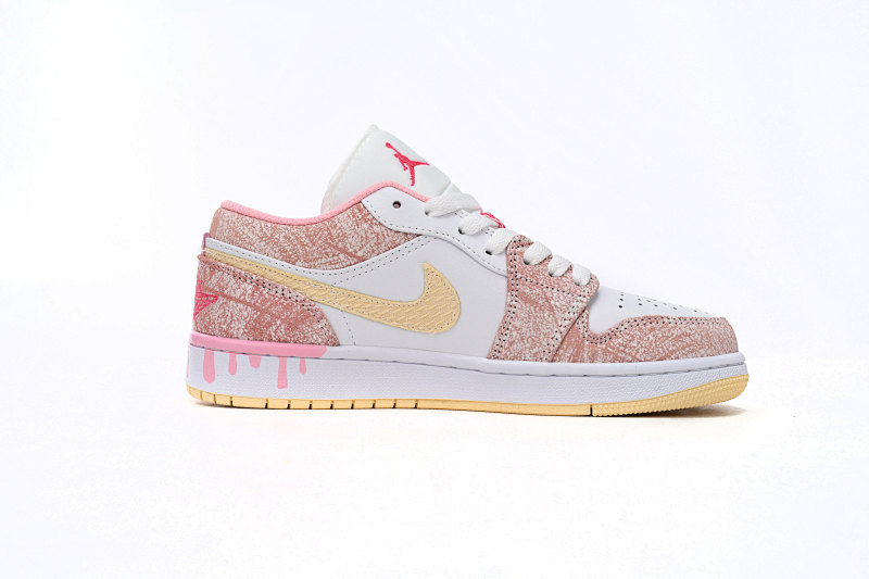 【AA1AQ】冰淇淋 乔丹1代低帮 CW7104-601 Air Jordan 1 Low SE GS Paint Drip