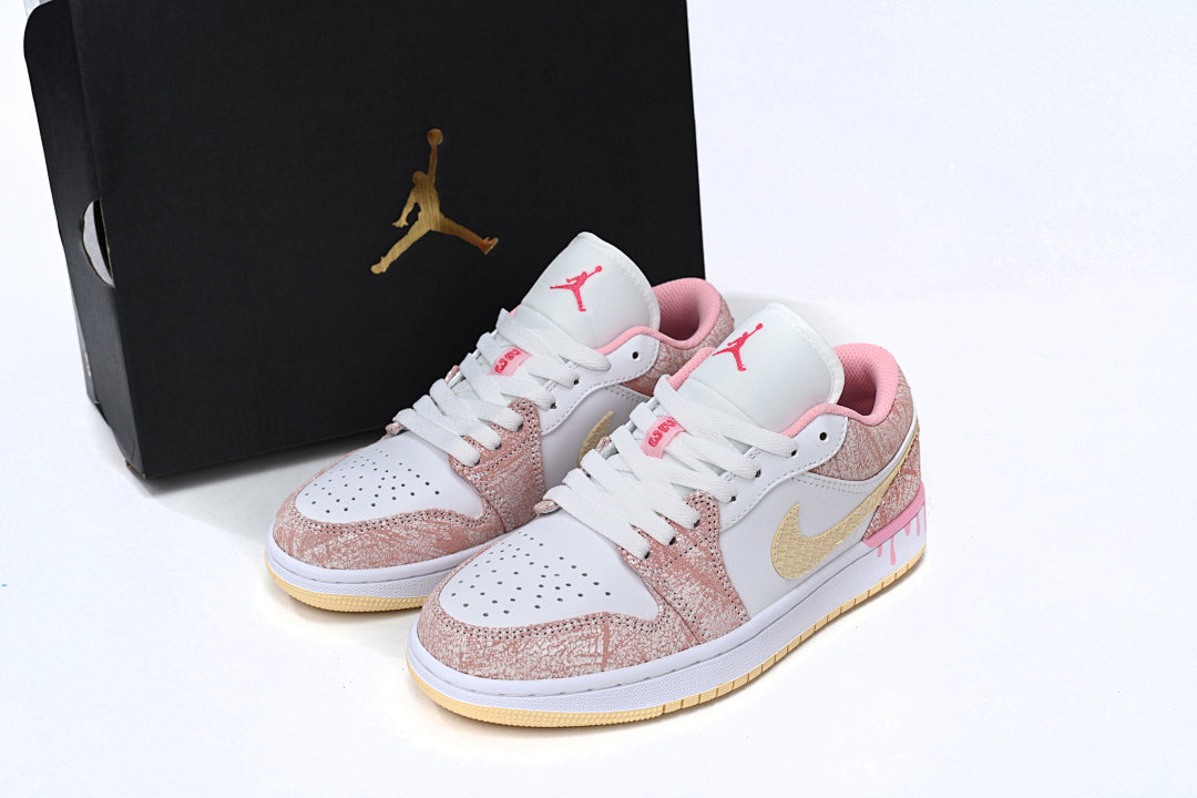 【AA1AQ】冰淇淋 乔丹1代低帮 CW7104-601 Air Jordan 1 Low SE GS Paint Drip