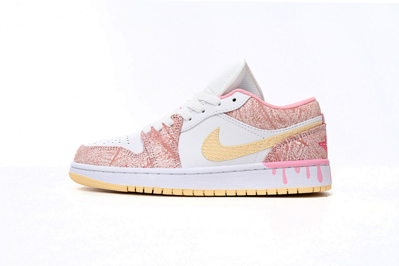 【AA1AQ】冰淇淋 乔丹1代低帮 CW7104-601 Air Jordan 1 Low SE GS Paint Drip