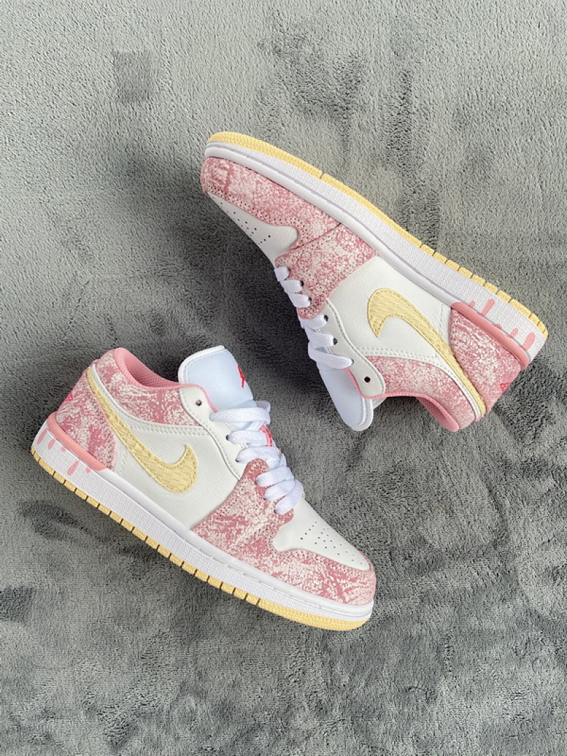 【AA1AQ】冰淇淋 乔丹1代低帮 CW7104-601 Air Jordan 1 Low SE GS Paint Drip
