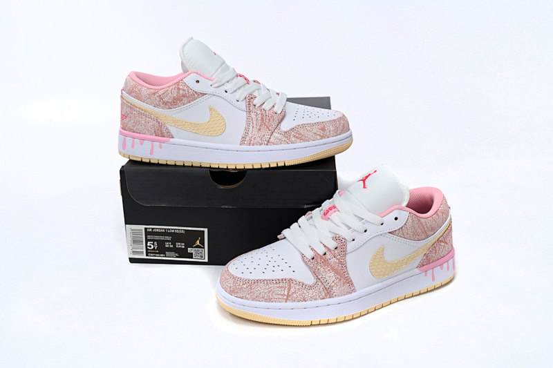 【AA1AQ】冰淇淋 乔丹1代低帮 CW7104-601 Air Jordan 1 Low SE GS Paint Drip