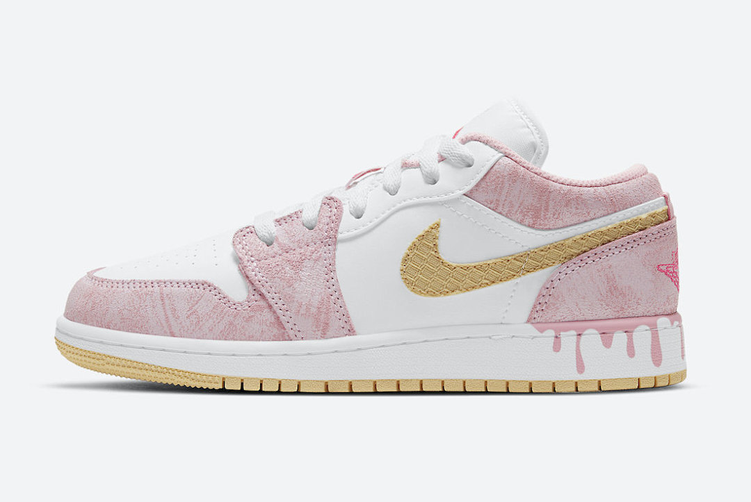 【AA1AQ】冰淇淋 乔丹1代低帮 CW7104-601 Air Jordan 1 Low SE GS Paint Drip