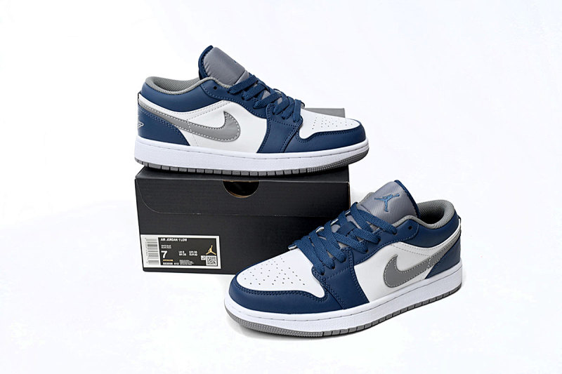 【AA1AQ】白蓝灰 乔丹1代低帮 553558-412 Air Jordan 1 Low White Blue