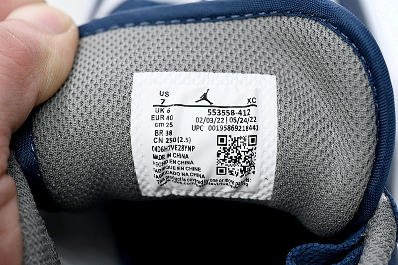 【AA1AQ】白蓝灰 乔丹1代低帮 553558-412 Air Jordan 1 Low White Blue