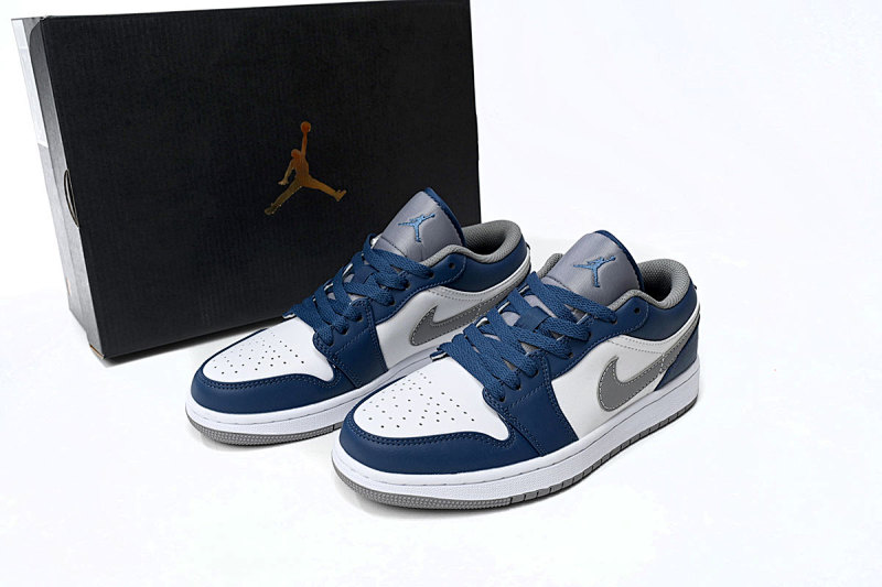 【AA1AQ】白蓝灰 乔丹1代低帮 553558-412 Air Jordan 1 Low White Blue