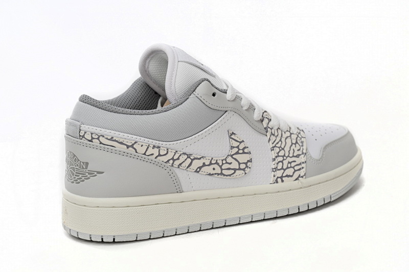 【AA1AQ】白灰爆裂纹 乔丹1代低帮 DH4269-100 Air Jordan 1 Low PRM Elephant Print
