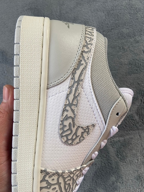 【AA1AQ】白灰爆裂纹 乔丹1代低帮 DH4269-100 Air Jordan 1 Low PRM Elephant Print