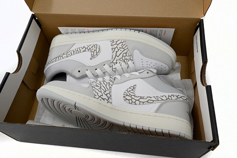 【AA1AQ】白灰爆裂纹 乔丹1代低帮 DH4269-100 Air Jordan 1 Low PRM Elephant Print
