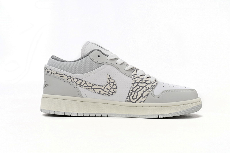 【AA1AQ】白灰爆裂纹 乔丹1代低帮 DH4269-100 Air Jordan 1 Low PRM Elephant Print