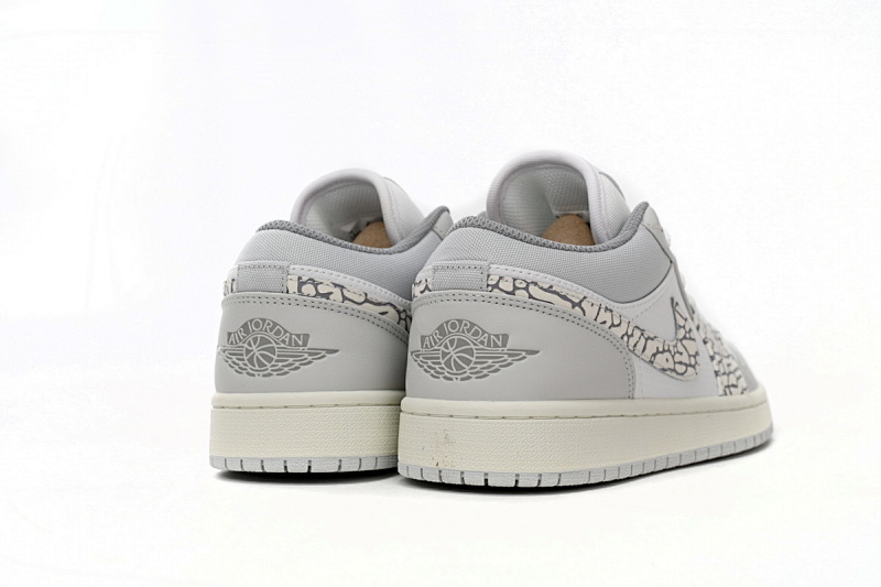 【AA1AQ】白灰爆裂纹 乔丹1代低帮 DH4269-100 Air Jordan 1 Low PRM Elephant Print
