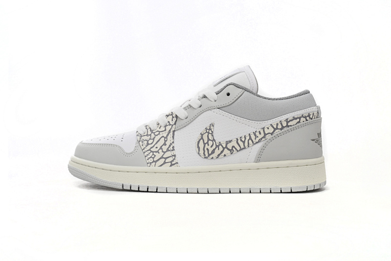 【AA1AQ】白灰爆裂纹 乔丹1代低帮 DH4269-100 Air Jordan 1 Low PRM Elephant Print