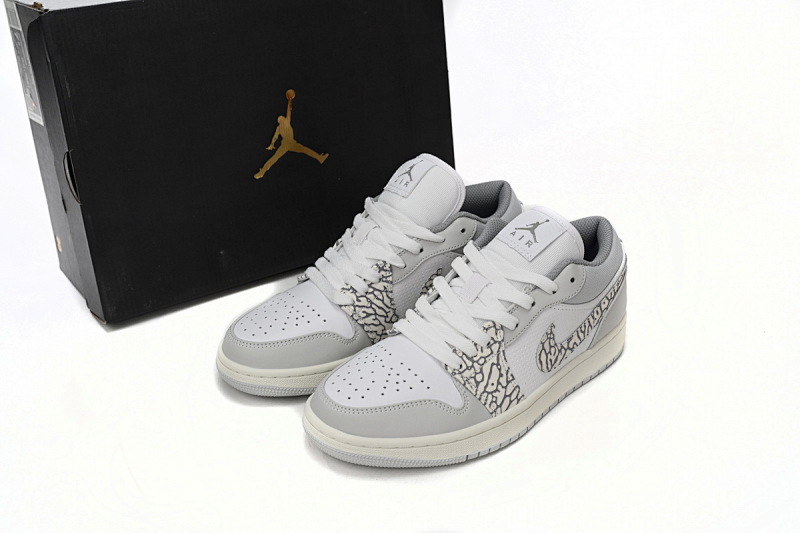 【AA1AQ】白灰爆裂纹 乔丹1代低帮 DH4269-100 Air Jordan 1 Low PRM Elephant Print