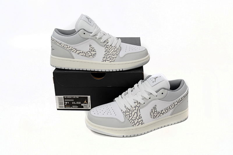 【AA1AQ】白灰爆裂纹 乔丹1代低帮 DH4269-100 Air Jordan 1 Low PRM Elephant Print