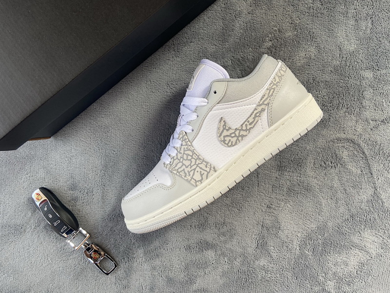 【AA1AQ】白灰爆裂纹 乔丹1代低帮 DH4269-100 Air Jordan 1 Low PRM Elephant Print