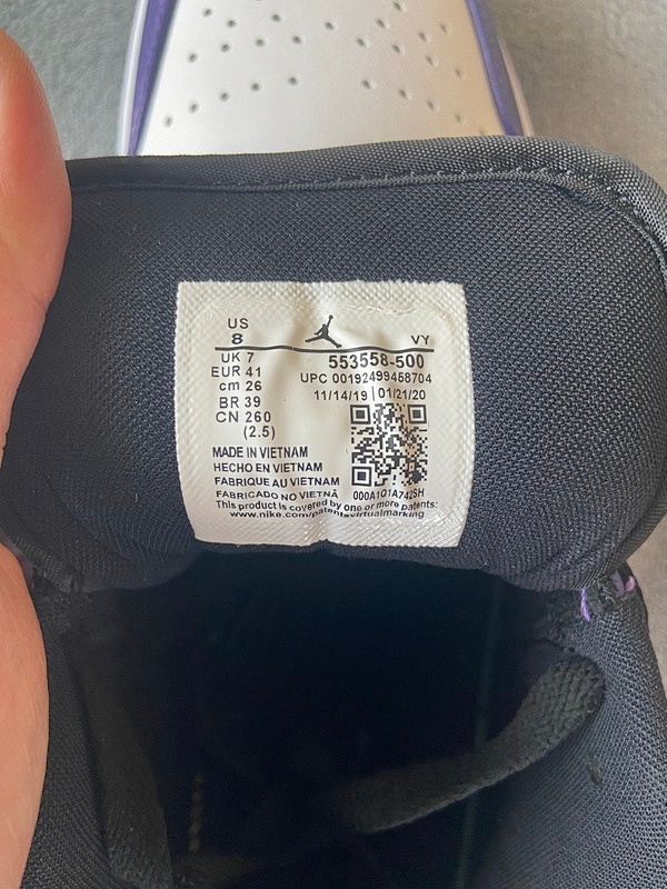 【AA1AQ】紫脚趾 乔丹1代低帮 553558-500 Air Jordan 1 Low Court Purple