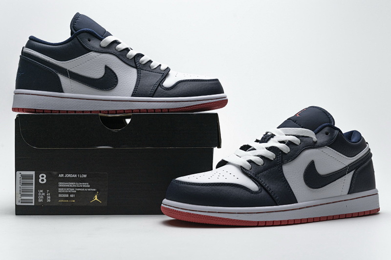 【AA1AQ】午夜蓝 乔丹1代低帮 553558-481 Air Jordan 1 Low Obsidian Ember Glow