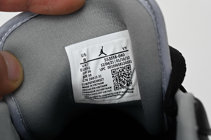 【AA1AQ】酷黑 乔丹1代低帮 553558-040 Air Jordan 1 Low Black Particle Grey