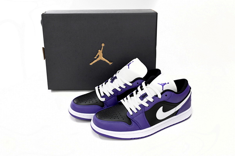 【AA1AQ】黑紫拼接 乔丹1代低帮 553558-501 Air Jordan 1 Low Black Purple Splice
