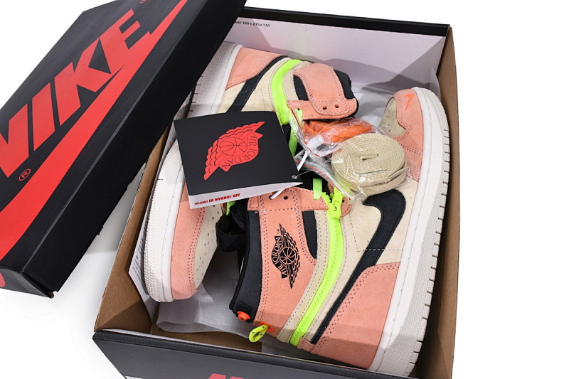 【CN5XH】杏粉 东莞版拉链款乔丹1代篮球鞋 CW6576-800 Air Jordan 1 High Switch Apricot Powder
