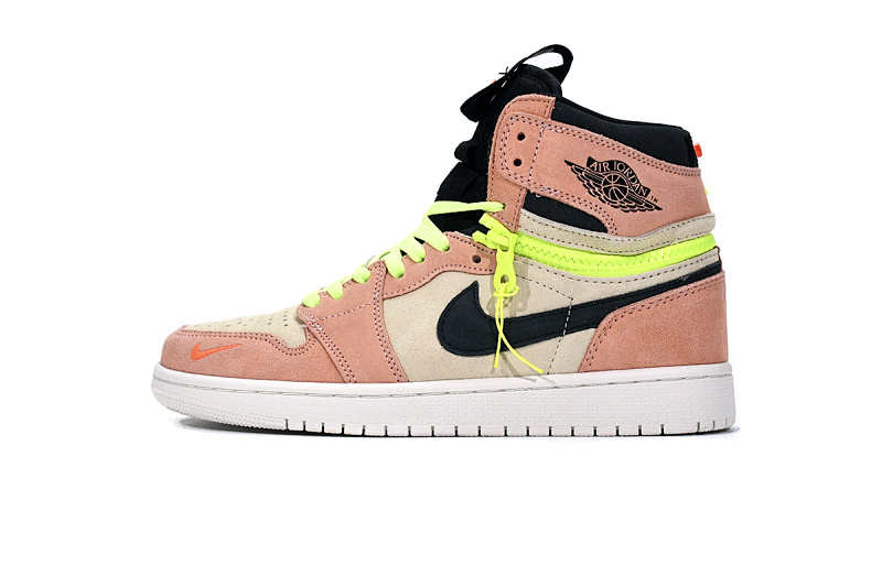 【CN5XH】杏粉 东莞版拉链款乔丹1代篮球鞋 CW6576-800 Air Jordan 1 High Switch Apricot Powder