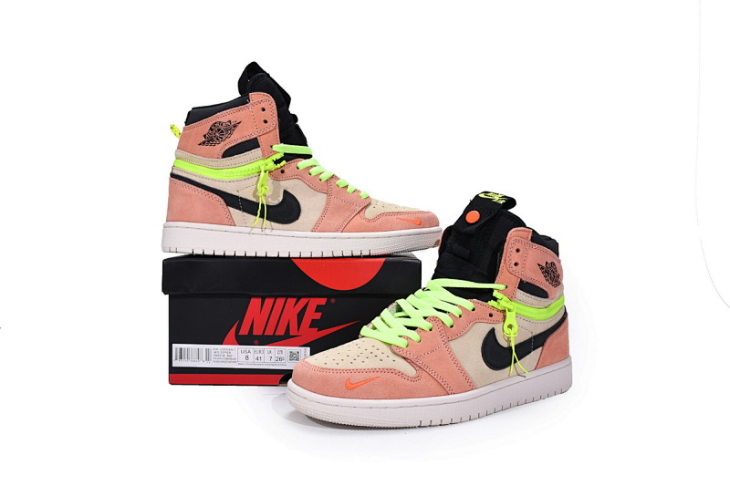 【CN5XH】杏粉 东莞版拉链款乔丹1代篮球鞋 CW6576-800 Air Jordan 1 High Switch Apricot Powder