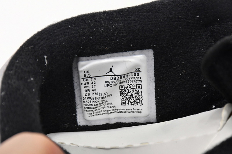 【BA7XH】灰白黑勾 东莞版乔丹1代复古篮球鞋 DB2889-100 Air Jordan 1 White Lime