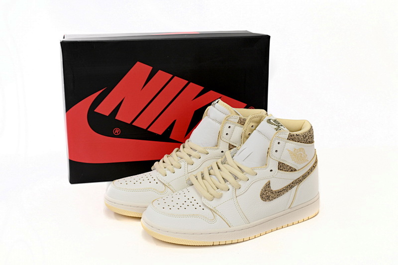 【BA7XH】复古米白 东莞版乔丹1代篮球鞋 FD8631-100 Air Jordan 1 High OG “Vibrations of Naija”