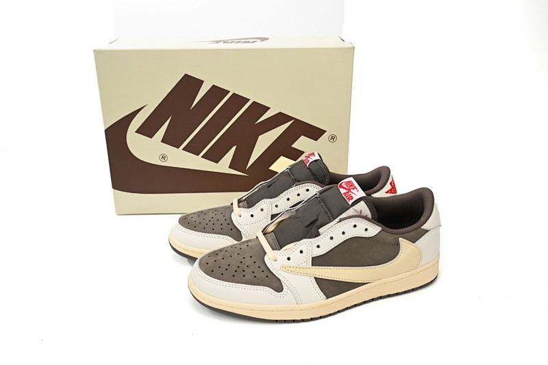 【CA1K6】低帮白棕 纯原乔丹1代低帮 DM7866-162 Travis Scott x Air Jordan 1 Low White Brown Barb