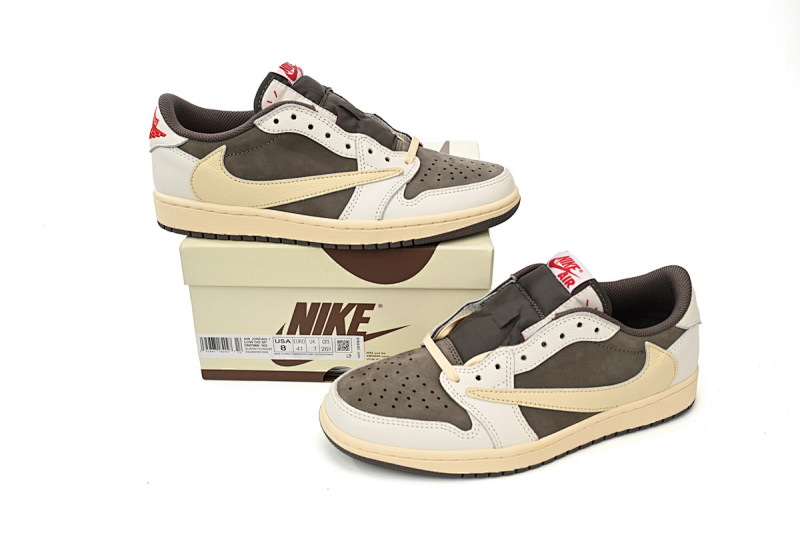 【CA1K6】低帮白棕 纯原乔丹1代低帮 DM7866-162 Travis Scott x Air Jordan 1 Low White Brown Barb