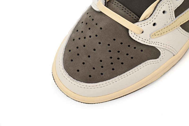 【CA1K6】低帮白棕 纯原乔丹1代低帮 DM7866-162 Travis Scott x Air Jordan 1 Low White Brown Barb