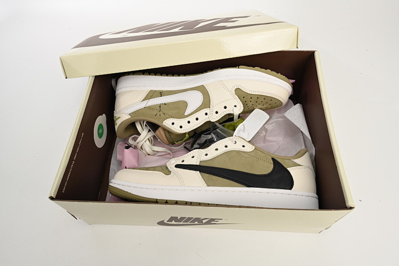 【CA1K6】棕白6.0 纯原版乔丹1代低帮 FZ3124-200 Air Jordan 1 Low Travis Scott x Air Jordan 1 Low Golf “Olive”