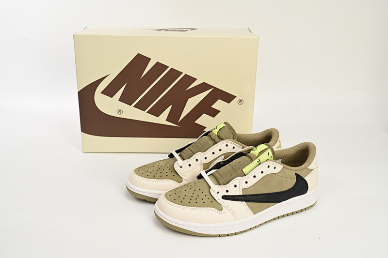 【CA1K6】棕白6.0 纯原版乔丹1代低帮 FZ3124-200 Air Jordan 1 Low Travis Scott x Air Jordan 1 Low Golf “Olive”