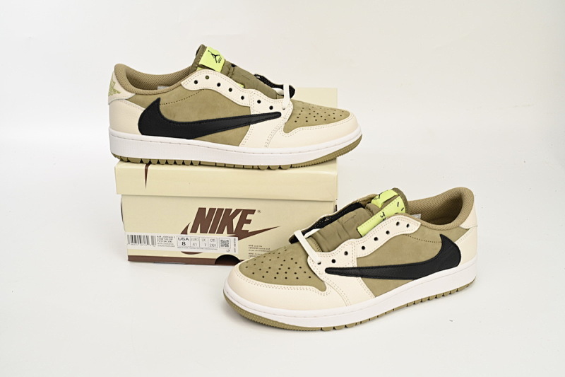 【CA1K6】棕白6.0 纯原版乔丹1代低帮 FZ3124-200 Air Jordan 1 Low Travis Scott x Air Jordan 1 Low Golf “Olive”