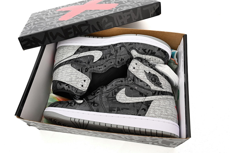 【CA1K6】黑灰叛逆 纯原版乔丹1代 篮球运动鞋 555088-036 Air Jordan 1 High OG Rebellionaire
