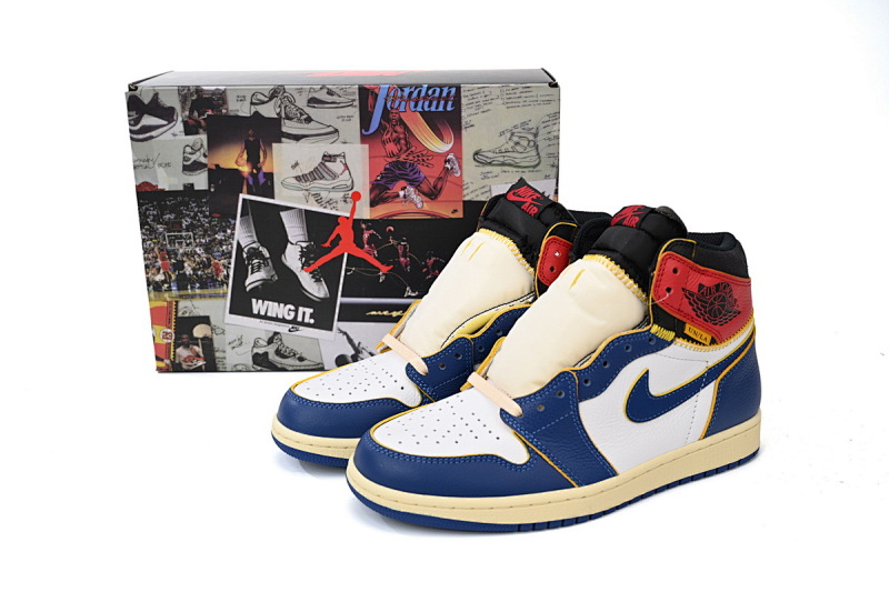 【CA1K6】蓝色拼接 纯原版乔丹1代 篮球运动鞋 BV1300-146 Union X Air Jordan 1 OG Hi Retro“Blue Toe”
