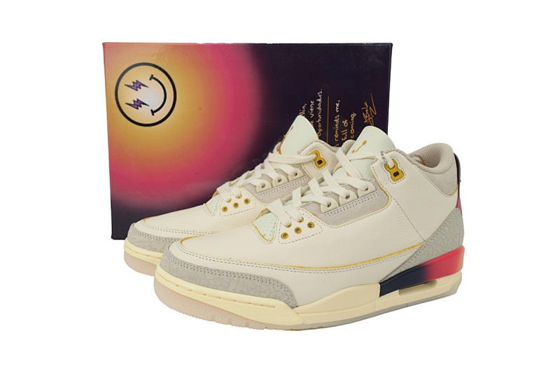 【BA3D2】彩虹-8 头层乔丹3代篮球鞋  FN0344-901 J Balvin x Air Jordan 3 Rainbow