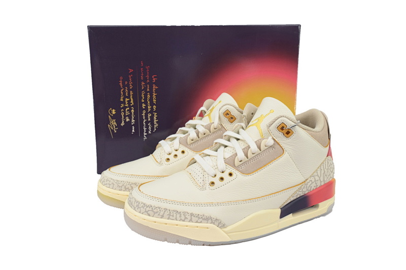 【DA0RN】AJ3白彩虹 RN版乔丹3代 FN0344-901 J Balvin x Air Jordan 3 White Blue Red