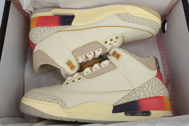 【DA0RN】AJ3白彩虹 RN版乔丹3代 FN0344-901 J Balvin x Air Jordan 3 White Blue Red