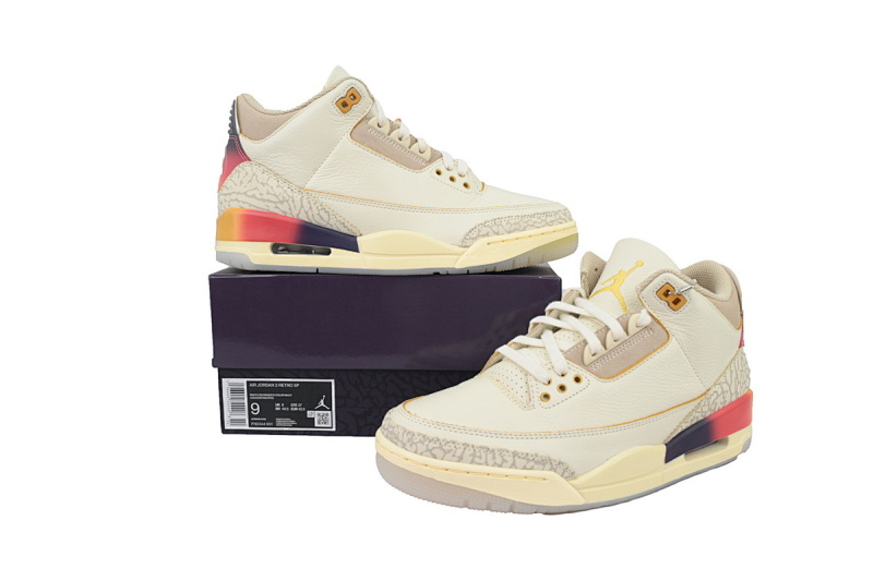 【DA0RN】AJ3白彩虹 RN版乔丹3代 FN0344-901 J Balvin x Air Jordan 3 White Blue Red