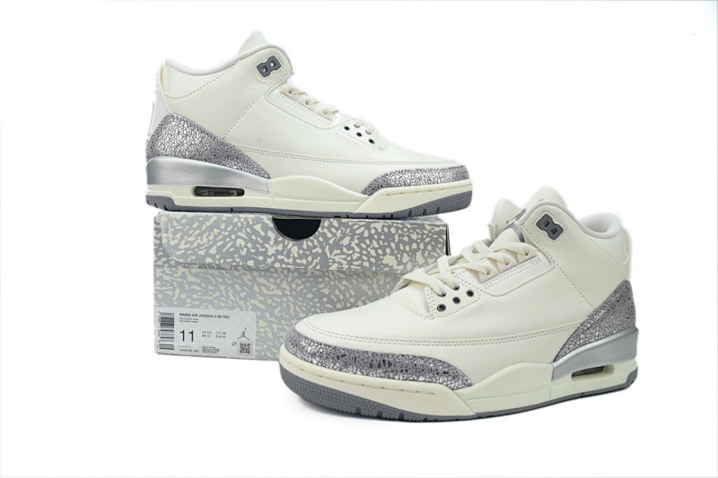 【DA0OG】米银 OG纯原版本乔丹3代篮球鞋 CK9246-100 Air Jordan 3 Retro 'Sail Metallic Silver'