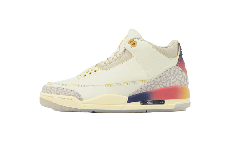 【CA7XH】渐变笑脸 头层乔丹3代篮球鞋 FN0344-901 J Balvin x Air Jordan 3 White Blue Red