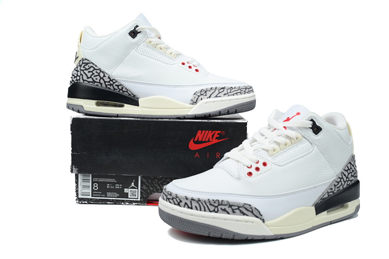【BA3D2】白水泥-1 头层乔丹3代篮球鞋 DN3707-100 Air Jordan 3 “White Cement Reimagined