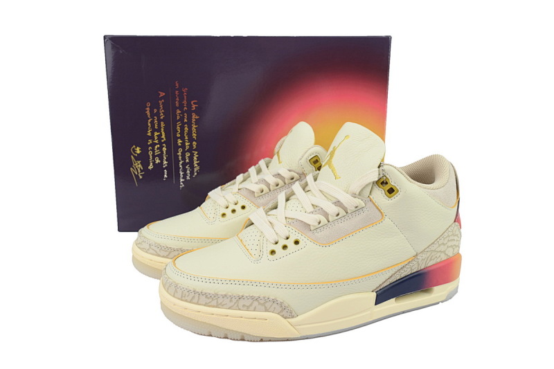 【CA3TS】笑脸 东莞版乔丹3代篮球鞋 FN0344-901 J Balvin x Air Jordan 3 White Blue Red