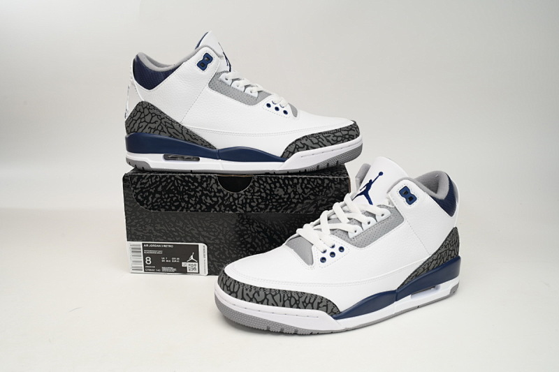 【CA7XH】复古灰蓝 头层乔丹3代篮球鞋 CT8532-140 Air Jordan 3 "White Navy Cement"