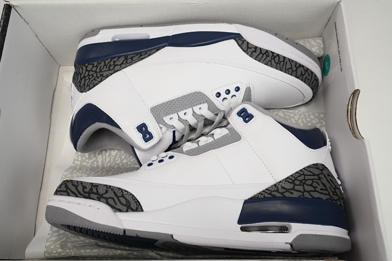 【CA7XH】复古灰蓝 头层乔丹3代篮球鞋 CT8532-140 Air Jordan 3 "White Navy Cement"